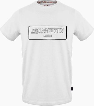 Aquascutum Mens Crew Neck Short Sleeve Jersey T-Shirt - White - Size: 2X large