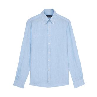 Brooks Brothers Lichtblauw Casual Overhemd met Knoopsluiting - Heren - Casual Overhemden - Blauw - 2XL - Linnen - Overhemden