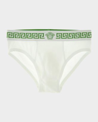 Versace Men & apos;s Medusa La Greca Cotton-Rib Briefs