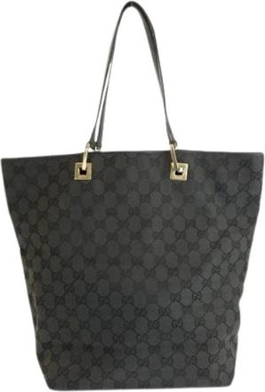 Gucci Pre-owned Tote Bags, female, Black, Size: ONE SIZE Pre-owned Canvas Tote Bag