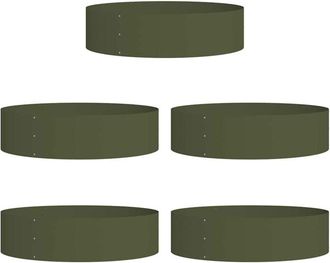 vidaXL Vidaxl - Jardineras 5 Pcs Verde Oliva 80 X 80 X 20 Cm Acero