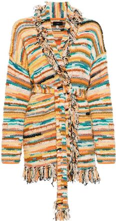 Alanui Madurai striped cardigan - women - Polyamide/Polyester/Linen/Flax/Cotton - S - Neutrals