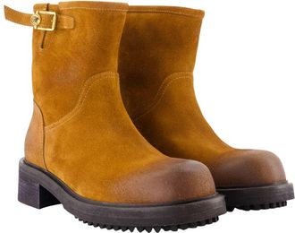 Versace Mens H40 Ankle Boots - Versace Leather Brown Calfskin Shoes Ankle-Boots