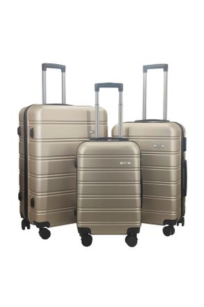 Novel Reisekofferset, Goldfarben, Metall, Kunststoff, 3-teilig, Zahlenschloss, höhenverstellbarer Teleskopgriff, 360°-Rollensystem, Tragehenkel