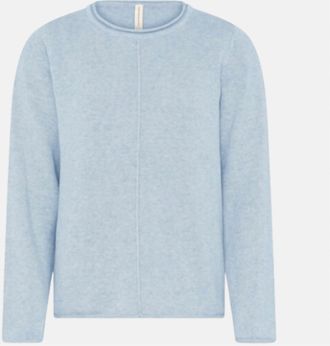Skovhuus Womens Cotton Roll Neck And Hem Sweater In Pale Blue