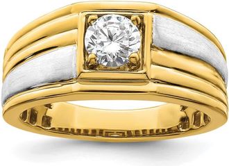 Diamond2Deal 14k Two-tone Lab Grown Diamond Wedding Band Ring 3/4Ct Clarity- VS Color- G-H