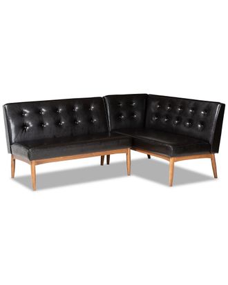 Baxton Studio Dnu Baxton Studio Arvid Mid-Century Modern Upholstered 2Pc Wood Dining Corner Sofa Bench