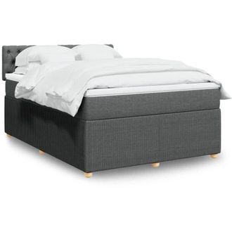 vidaXL Cama Box Spring Con Colch&oacute;n Tela Gris Oscuro 140x200 Cm Vidaxl