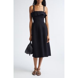 Proenza Schouler Blanca Compact Stitch Fit & Flare Sweater Dress in Black at Nordstrom, Size X-Small