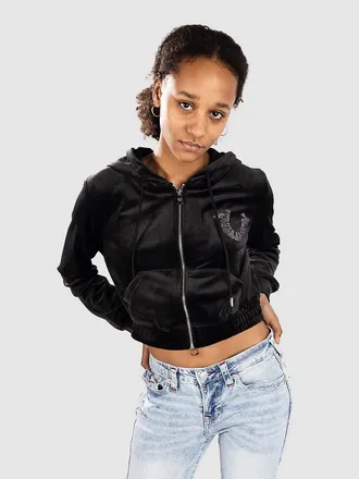 True Religion Crystal Velour Sweatjacke schwarz