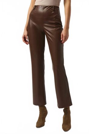Joseph Ribkoff Faux Leather Straight Leg Pants In Brown