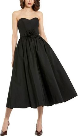 Mac Duggal Faille Strapless A Line Midi Dress With 3D Rose in Black at Nordstrom, Size 12