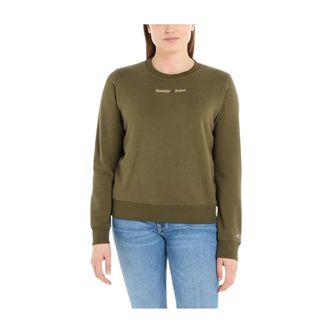 Tommy Hilfiger Gold Linear Sweatshirt - Dames - Sweatshirts - Groen - XS - Katoen - Hoodies & sweatvesten