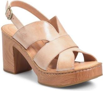 B&oslash;rn Nassau Slingback Platform Sandal in Natural Leather at Nordstrom, Size 10