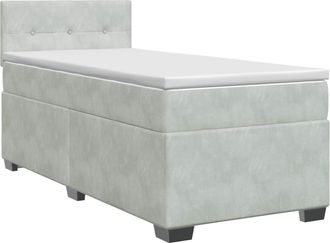 vidaXL Cama Box Spring Con Colch&oacute;n Gris Claro 90 X 190 Cm Terciopelo Vidaxl
