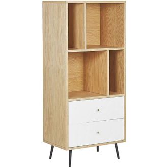 Beliani Beliani - Libreria in Legno Chiaro e mdf Bianco con 2 Cassetti 139 x 60 x 40 cm Richmond