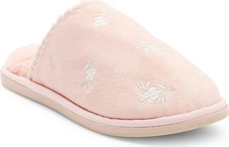B&oslash;rn Floral Embroidered Scuff Slipper in Pink at Nordstrom Rack, Size Medium