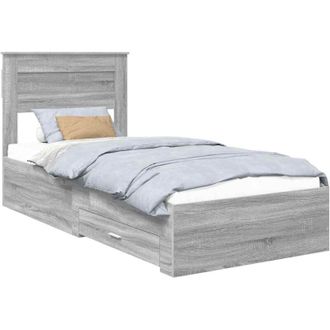 vidaXL Estructura De Cama Gris Sonoma 90 X 200 Cm Madera De Ingenier&iacute;a Vidaxl
