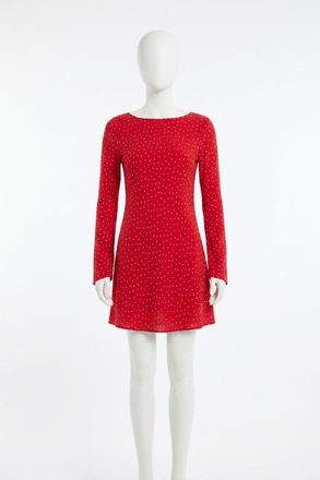Z Supply Campbell Dot Crepe Mini Dress In Kiss Me Red