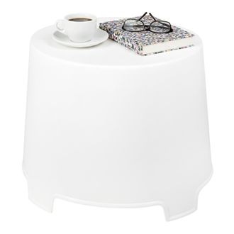 Dmora Mesa De Exterior Crudup, 2 Plazas, Mecanismo Extensible Made In Italy, 46x40x38h Cm Blanco