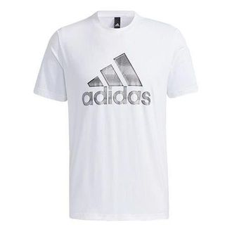 adidas Logo Printing Sports Round Neck Short Sleeve White GP0973