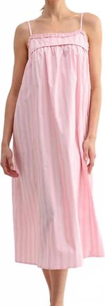 Reminiscence Striped Soft Ruffle Maxi Dress In Pink