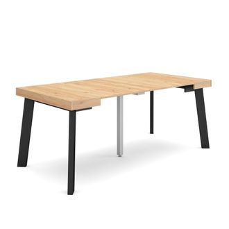 Skraut Home Mesa Consola Extensible, Mesa Comedor Plegable, 180, Para 8 Comensales, Patas De Madera, Estilo Moderno, Roble - Skraut Home