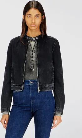 Diesel Moto jacket in denim in clean-wash denim - Denim Jackets - Woman - Black