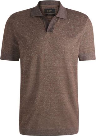 BOSS Johnny-collar polo shirt in cotton, linen and silk
