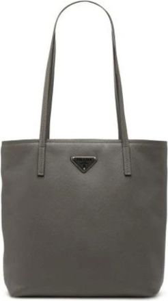 Prada Pre-owned Tote Bags, female, Gray, Size: ONE SIZE Pre-owned Leather Tote Bag