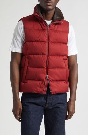 Herno Faux Fur Trim Down Puffer Vest in Bordeaux Red at Nordstrom, Size 44 Us