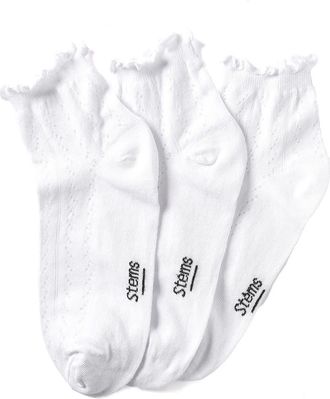 Stems Pointelle 3-Pack Ankle Socks in White at Nordstrom