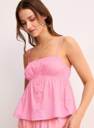 Twik Womens Pleated button-up cropped poplin Cami Top