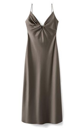 Mango Victory Hammered Satin Slipdress in Mink Grey at Nordstrom Rack, Size 10