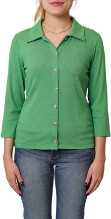 Cyrus Buttoned Ribbed Knit Top in Online Lime at Nordstrom Rack, Size X-Large