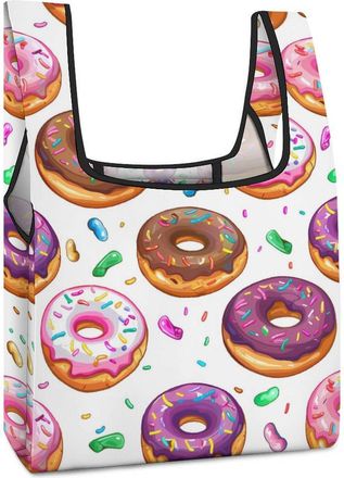 Generic Chocolate Doughnut Cream Shopping Bag Reusable Grocery Tote Bag Foldable Handbag for Travel Picnic