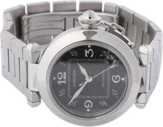 Cartier Pre-owned Pasha C W31043M7 Automatic Watch - Dames - Vintage Horloges - Zwart - ONE Size - Leer - Vintage
