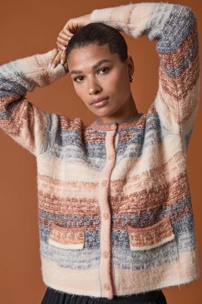 Roman Fluffy Ombre Knit Cardigan