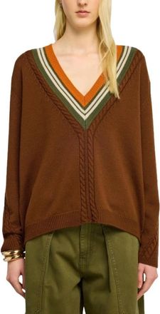 Semicouture V-hals Trui - Dames - V-hals truien - Bruin - S - Wol - Truien & Vesten