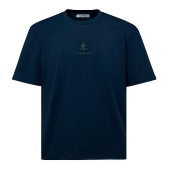 Premiata T-Shirts, male, Blue, Size: 2XL Cotton T-Shirt with Bonded Details and Hot Finish