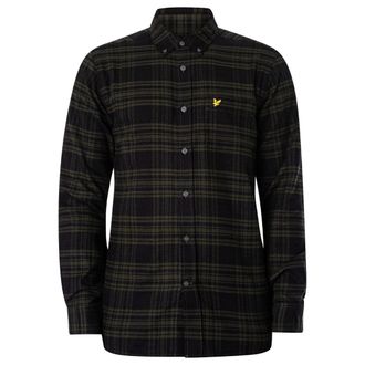 Lyle & Scott bergmosgroen geruit flanellen overhemd met lange mouwen