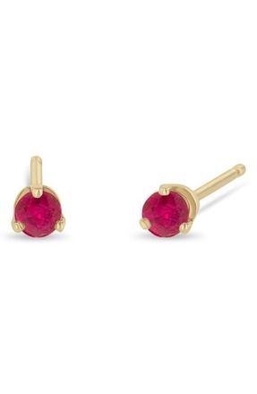 Zo&euml; Chicco 14K Gold Stone Stud Earrings in Yellow Gold/Ruby at Nordstrom