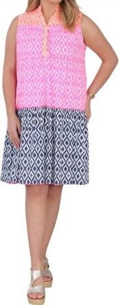 Vilagallo V-Neck Ikat Short Dress In Multi