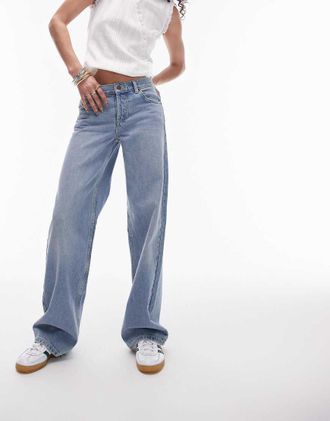 Topshop Ember low rise straight leg jeans in bleach-Blue