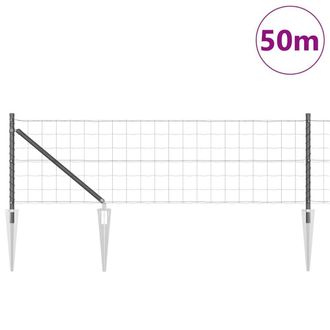 Berkfield Home Modern Euro Fence with 13 Spike Posts 0.4x50 m Galvanised Steel Grey