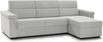 Dmora Dmora - Sof&aacute; Fijo Con Pen&iacute;nsula Cintano, Sof&aacute; Esquinero Para Sal&oacute;n, Acolchado, Desenfundable, Calidad 100% Made In Italy, 285x160 H100 Cm, Gris Claro