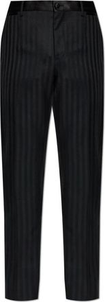 Dolce & Gabbana Satijnen Gestreepte Broek - Heren - Slim Fit Broeken - Zwart - M - Satijn - Broeken