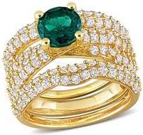 Delmar Created Emerald & Created Sapphire Stackable Ring Set in Green at Nordstrom Rack, Size 7
