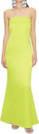 Simon Miller Sculpty Strapless Satin Dress In Lime