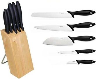 OEM Fiskars Essential Juego De 5 Cuchillos De Cocina Negro